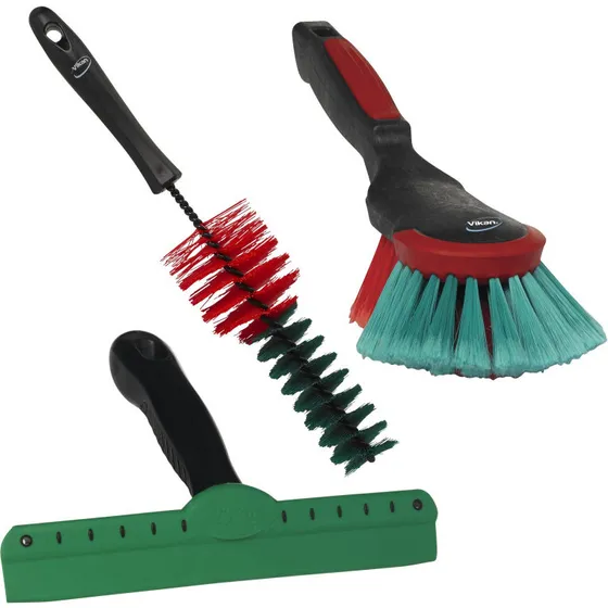 Vikan børstesæt 3 dele med Wipe-N-Shine skraber
