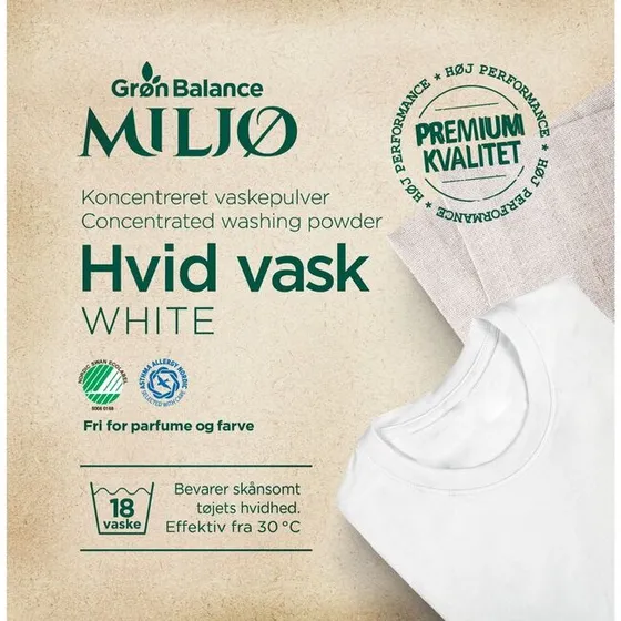 GRØN BALANCE Konc. Hvid vaskepulver 785 g
