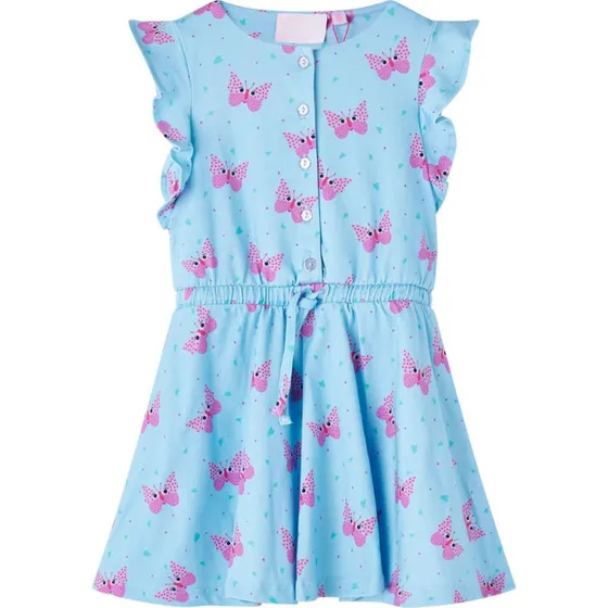 Bl rmels brnekjole med knapper, str. 128