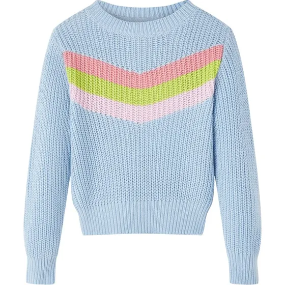 Strikket børnesweater blå - str. 116