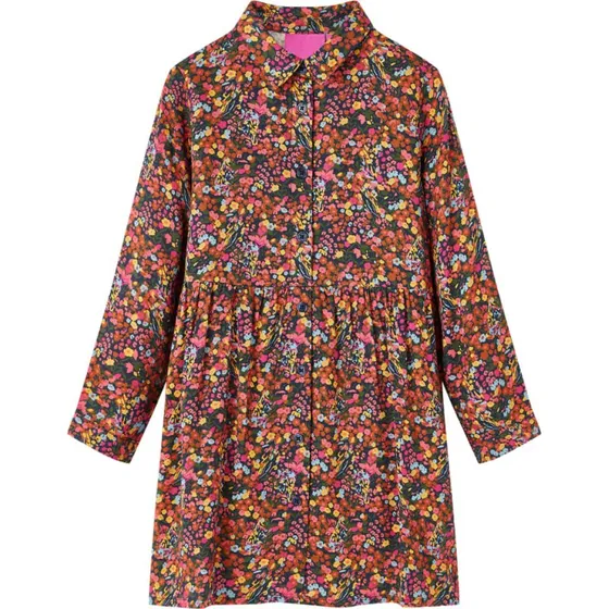 Langrmet flerfarvet kjole til brn str. 116