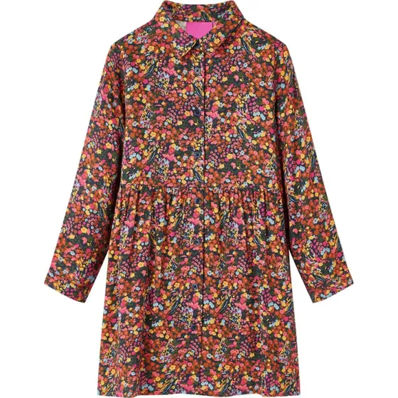 Langrmet flerfarvet kjole til brn, str. 128