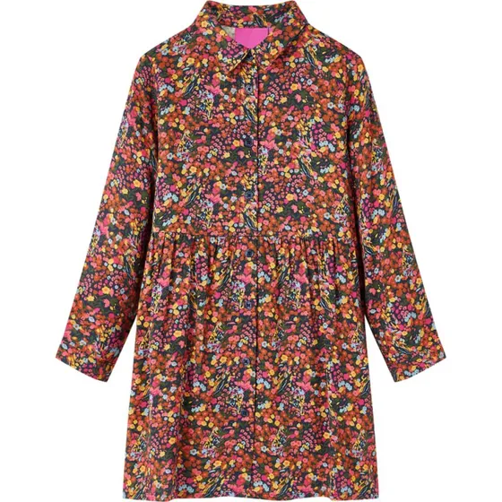 Langrmet flerfarvet kjole til brn, str. 140