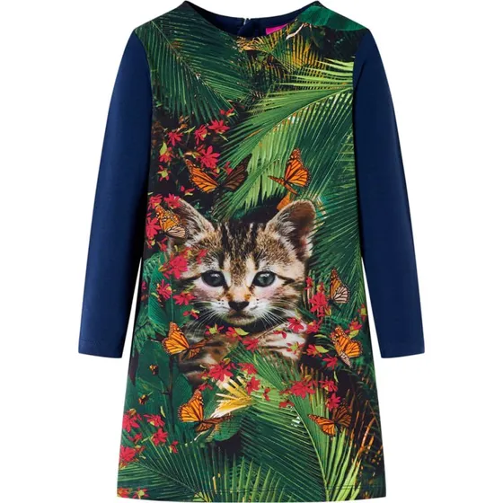 Langrmet kjole til brn str. 116  marinebl