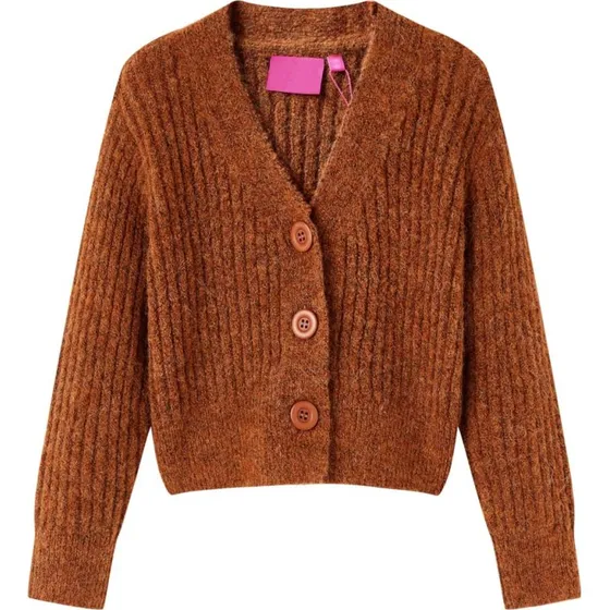 Strikket cardigan til børn - cognac, str. 92