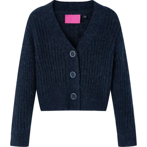 Strikket cardigan børn 116 - Marineblå