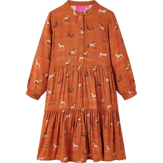 Cognac brnekjole str. 104 med hesteprint