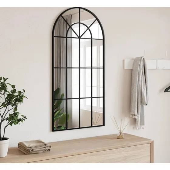 Vægspejl 50x100 cm buet - sort jernramme