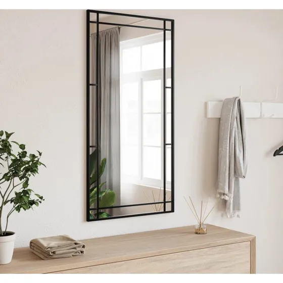 Vægspejl 50x100 cm rektangulært sort jernramme