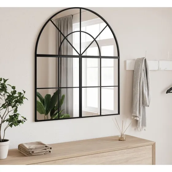 Vægspejl 80x40 cm buet sort jernramme