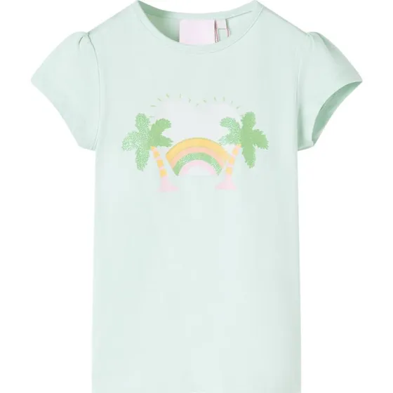 Børne T-shirt str. 128 - Lys mintgrøn