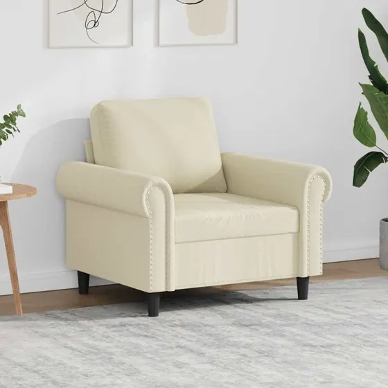 Lænestol 60 cm i kunstlæder, creme