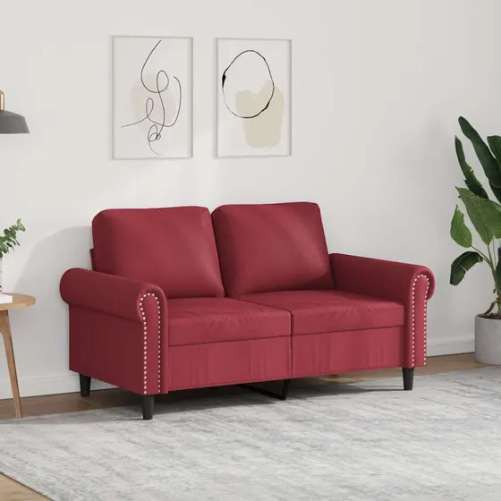 2-personers sofa 120 cm i vinrød kunstlæder