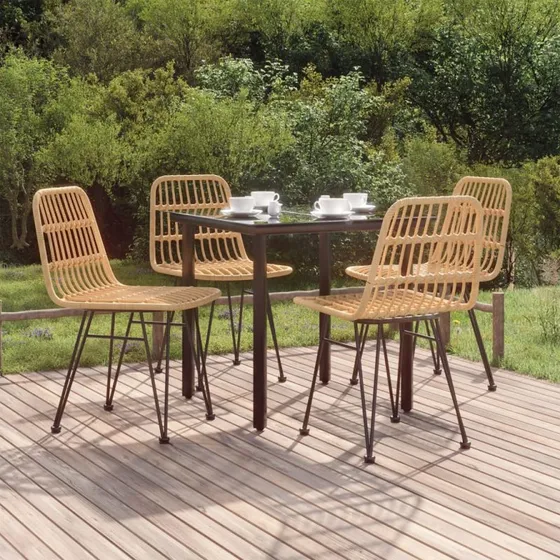 Spisebordssæt i polyrattan 5 dele – havemøbler