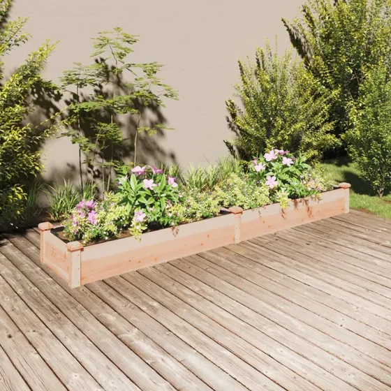 Plantekasse i massivt fyrretræ 240x45x25 cm med foring