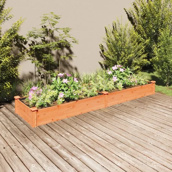 Plantekasse i massivt fyrretræ 240x60x25 cm med foring