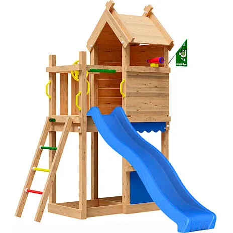 Jungle Gym Resort legetårn – komplet med blå rutsjebane