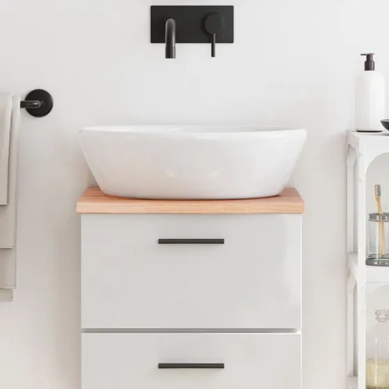 Bordplade i massivt egetræ til badeværelse 40x40x2 cm