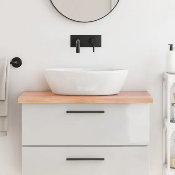 Bordplade i massivt egetr til badevrelse 80x60x(2-4) cm