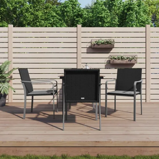 Havemøbelsæt 5 dele i polyrattan med hynder og stålstel