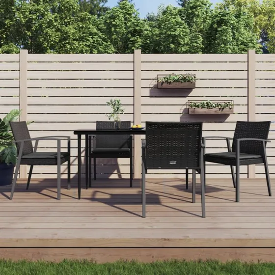 Spisebordssæt til haven 5 dele i polyrattan og stål