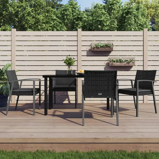 Havemøbelsæt polyrattan 5 dele med hynder og stålstel
