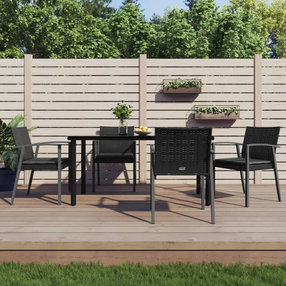 Havemøbelsæt i polyrattan 5 dele med hynder og stålstel