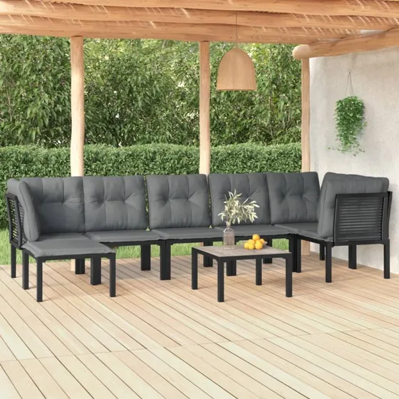 Loungesæt til haven 8 dele i sort/grå polyrattan