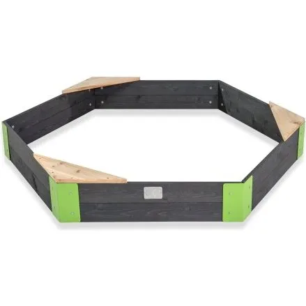 EXIT Aksent sekskantet sandkasse 160x140 cm, grå/grøn