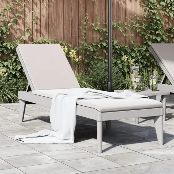 Liggestol i polypropylen 186x60x29 cm – grå, justerbar