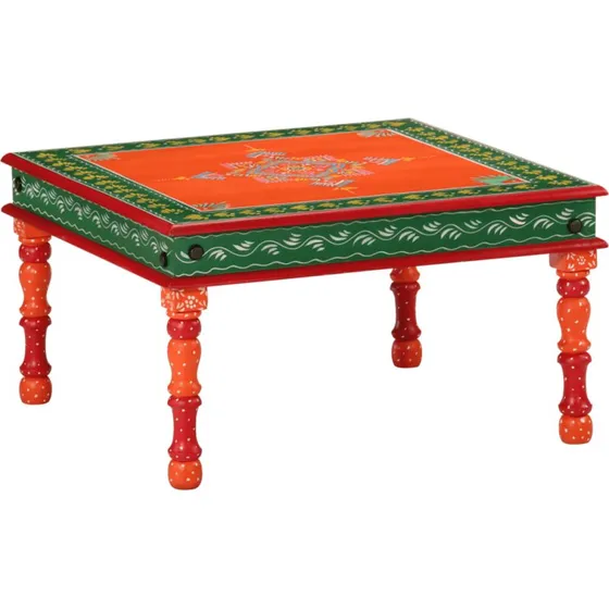 Sofabord i massivt mangotr, hndmalet orange