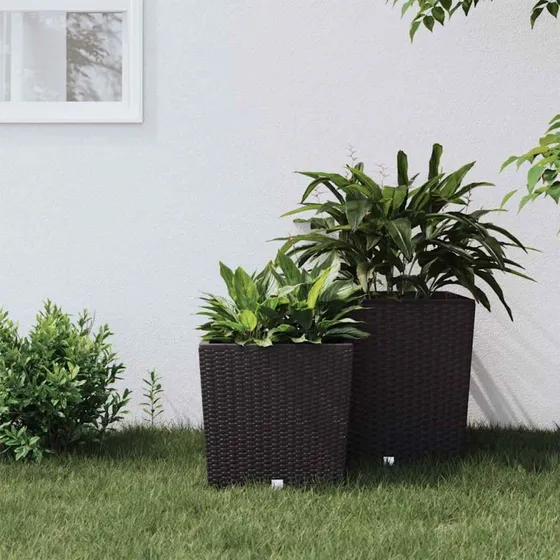 Plantekrukke rattanlook 21/32 L med udtagelig indsats, brun