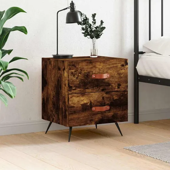 Sengebord 40x35x47,5 cm – røget egetræ (konstrueret træ)