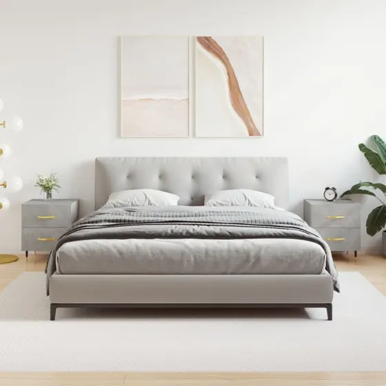 Sengeborde 2 stk. 40x35x47,5 cm – konstrueret træ (betongrå)