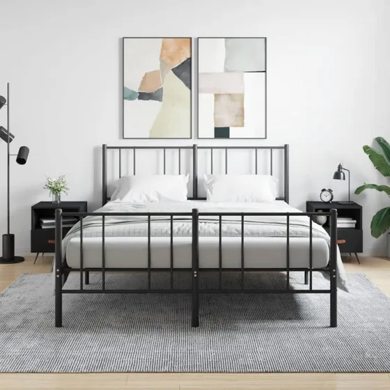 Sengeborde 2 stk. 40x35x47,5 cm sort – konstrueret træ