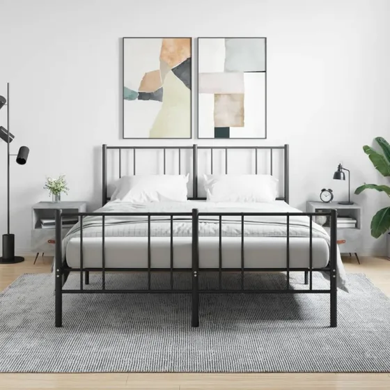 Sengeborde 2 stk. 40x35x47,5 cm — konstrueret træ betongrå