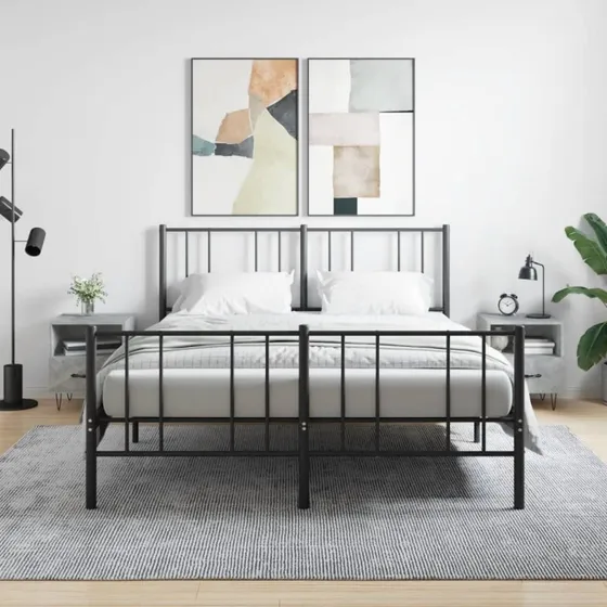 Sengeborde 2 stk. 40x35x47,5 cm – betongrå konstrueret træ