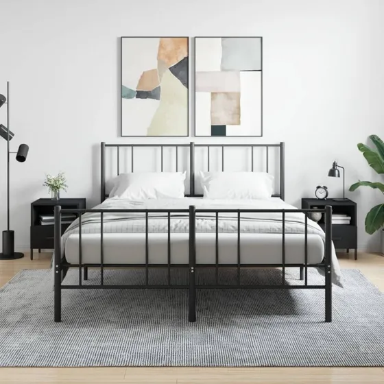 Sengeborde 2 stk. 40x35x47,5 cm sort (konstrueret træ)