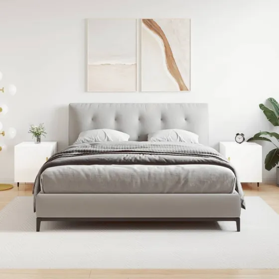 Sengeborde sæt 2 stk 40x40x50 cm - Hvid højglans