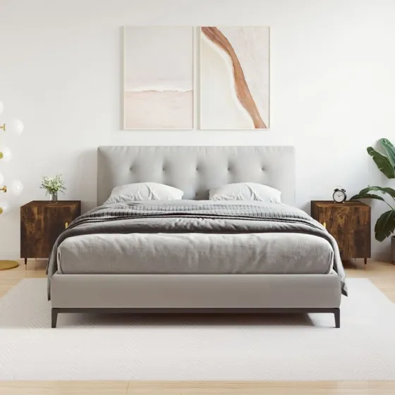 Sengeborde 2 stk 40x40x50 cm - Røget Egetræ