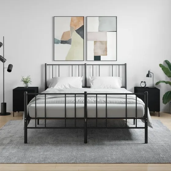 Sengeborde 2 stk. 40x40x50 cm sort – konstrueret træ