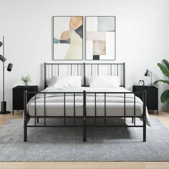 Sengeborde 2 stk. 40x40x50 cm – Sort konstrueret træ