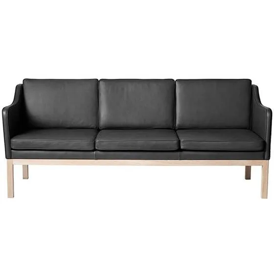 FDB Møbler L43 3-personers sofa - Sort læder