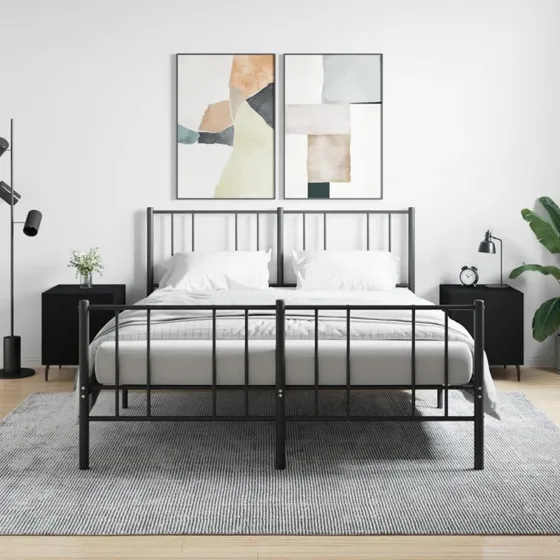 Sengeborde 2 stk. 40x40x50 cm sort (konstrueret træ)