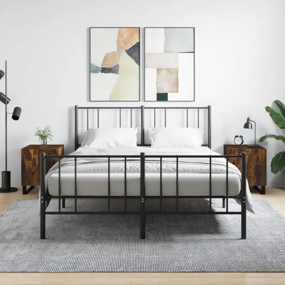 Sengeborde 2 stk. 40x40x50 cm røget egetræ