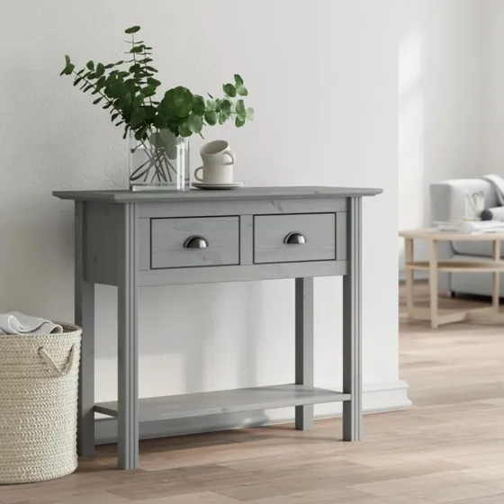 Konsolbord BODO 91x35x74 cm i massivt fyrretræ, grå