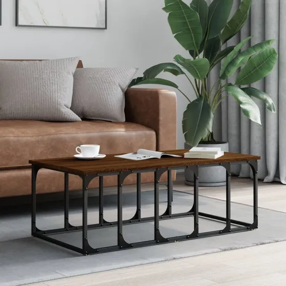 Sofabord 100x50x35,5 cm - Egetræsfarvet med metalben
