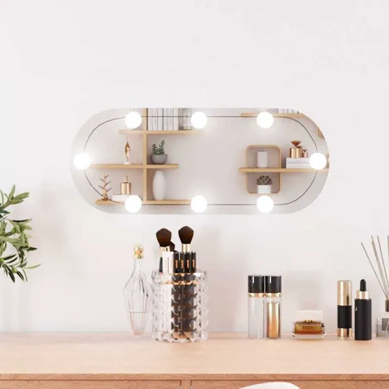 Vægspejl med LED-lys 20x50 cm – oval makeupspejl