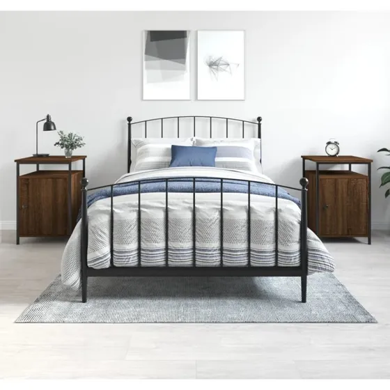 Sengeborde 2 stk. 40x42x60 cm, brun egetræ