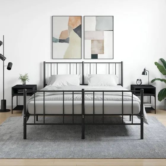 Sengeborde 2 stk. 40x41x50 cm – Sort konstrueret træ